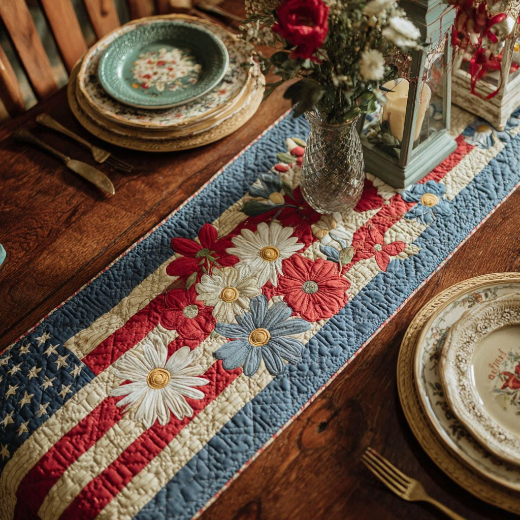 Freedom Star Blossom Table Runner - Made to Order TABLE928