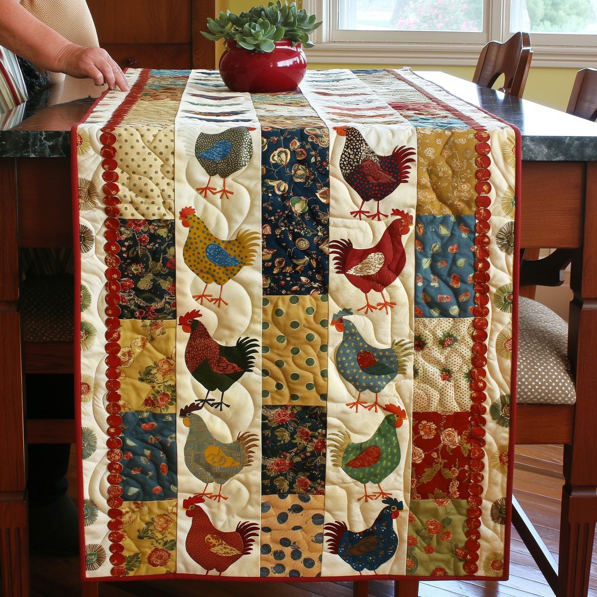 Folksy Flock Chicken Table Runner - Made to Order TABLE928