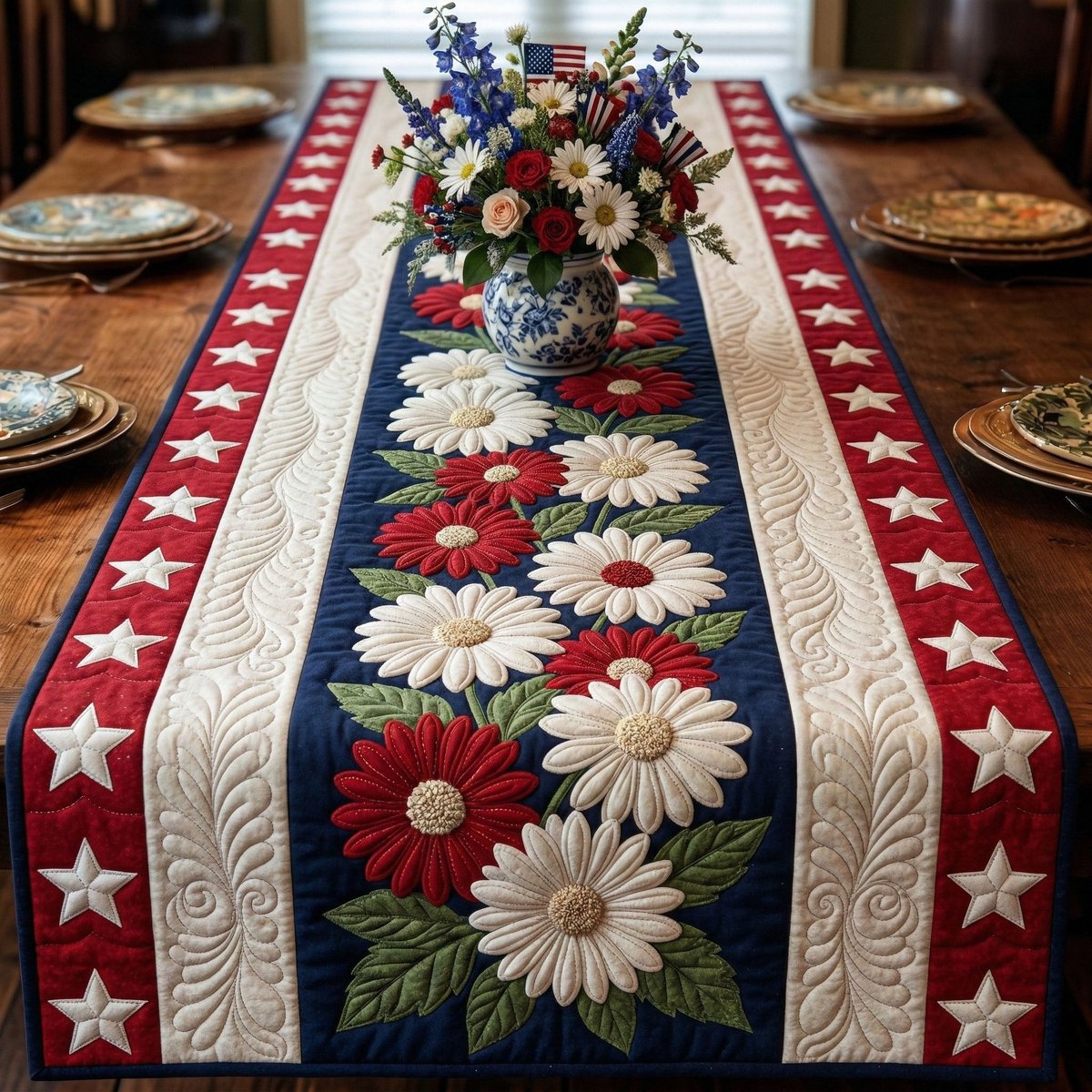 Freedom Daisy Table Runner - Made to Order TABLE928
