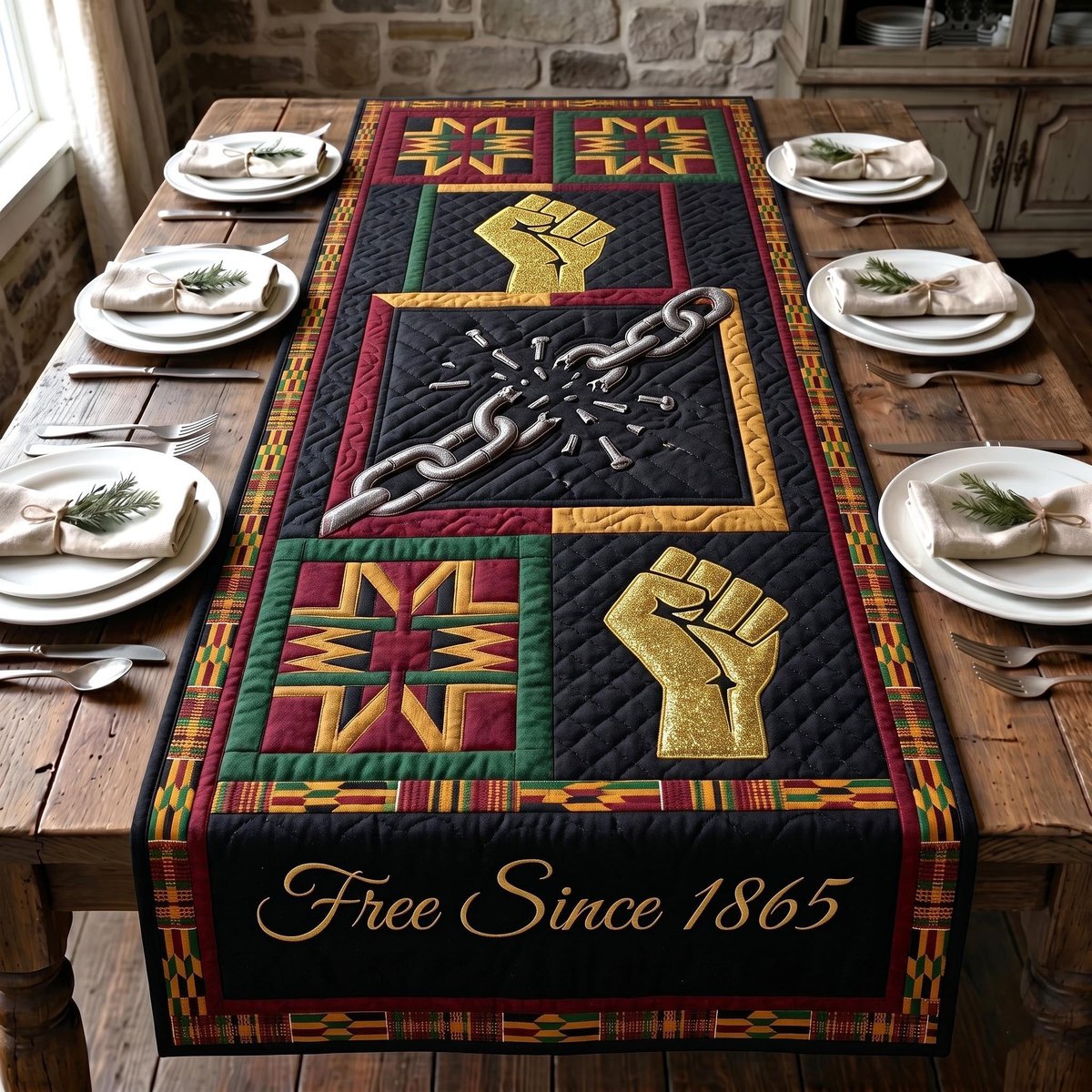 Free Since 1865 Broken Chain Table Runner - Made to Order TABLE928