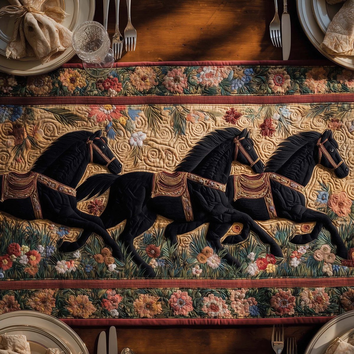 Floral Stallions Table Runner - Made to Order TABLE928