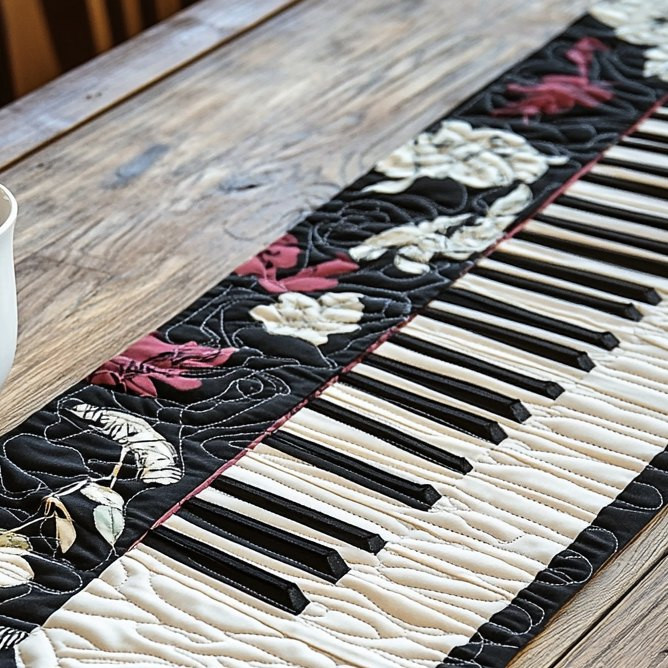 Floral Keys Piano Table Runner - Made to Order TABLE928