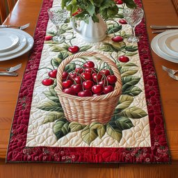 Fresh Cherry Baskets Table Runner - Made to Order TABLE928