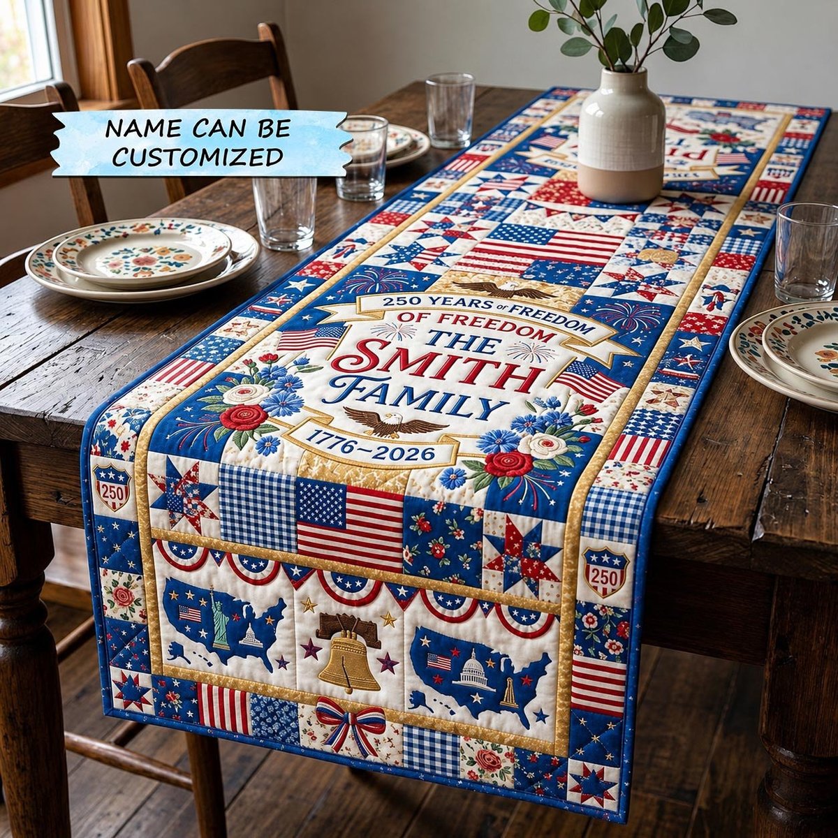 Freedom Patch Table Runner - Made to Order TABLE928