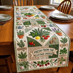 Fresh From the Cottage Garden Herbs Table Runner - Made to Order TABLE928