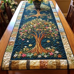 Flowering Tree of Life on Cream Table Runner - Made to Order TABLE928