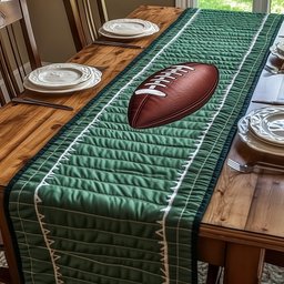 Football on Quilted Green Field Table Runner - Made to Order TABLE928