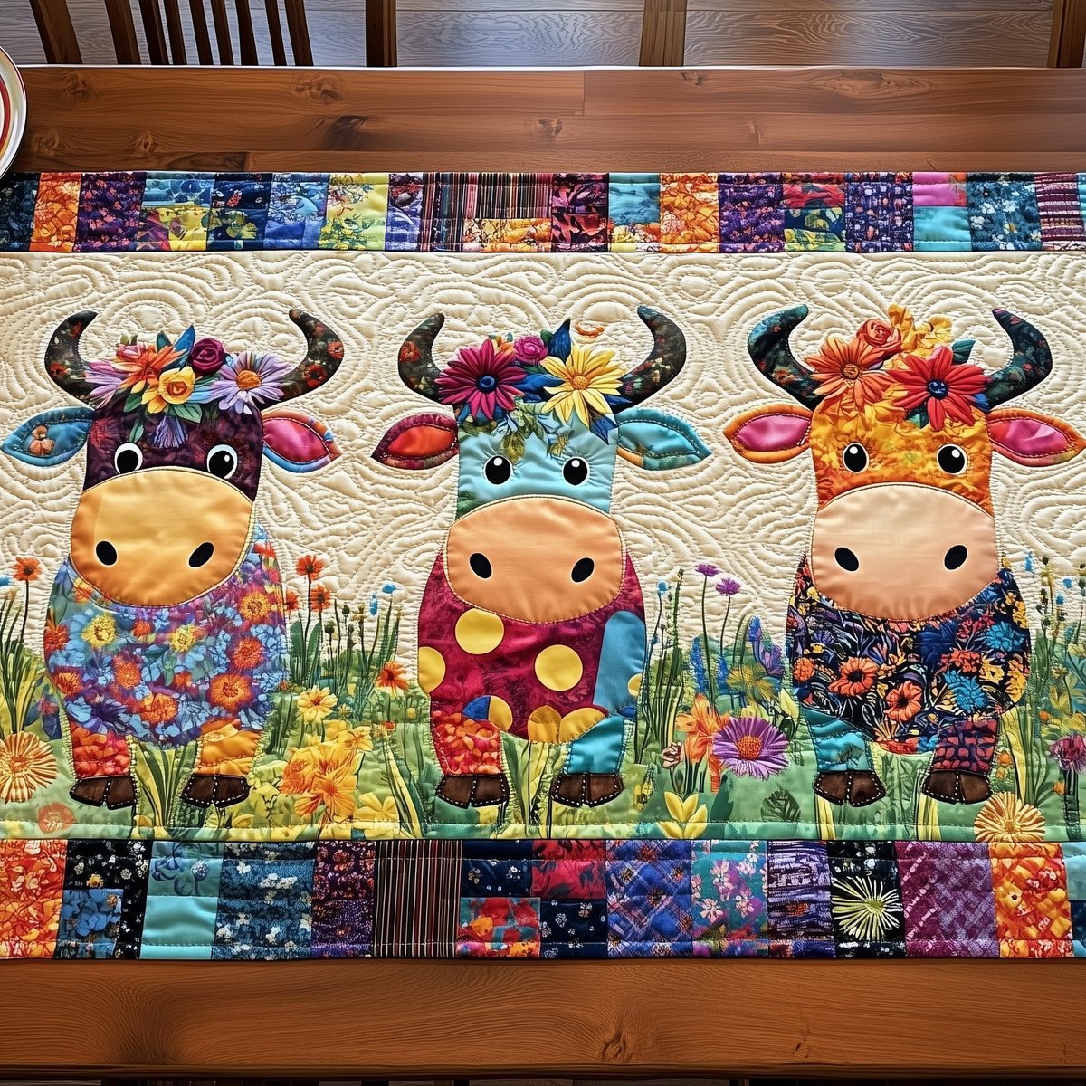 Floral Moo Parade Table Runner - Made to Order TABLE928