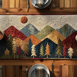 Folk Mountains with Rising Sun Table Runner - Made to Order TABLE928