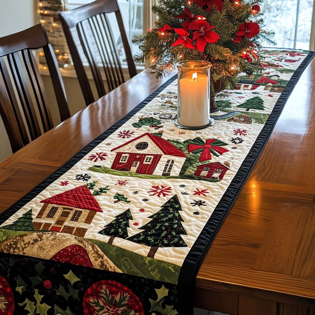 Folk Houses and Pine Trees Table Runner - Made to Order TABLE928