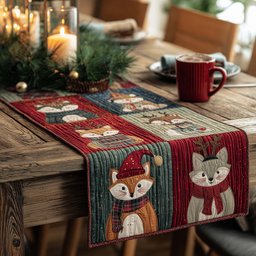 Fox and Wolf in Red Hats Table Runner - Made to Order TABLE928
