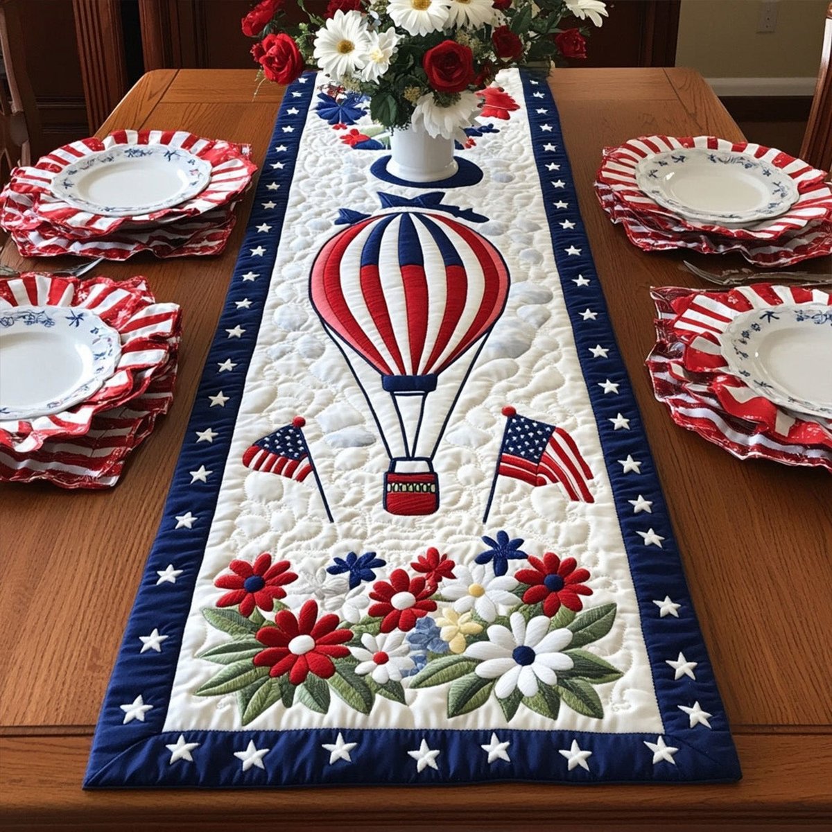 Freedom Blooms Balloons Table Runner - Made to Order TABLE928
