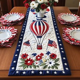Freedom Blooms Balloons Table Runner - Made to Order TABLE928