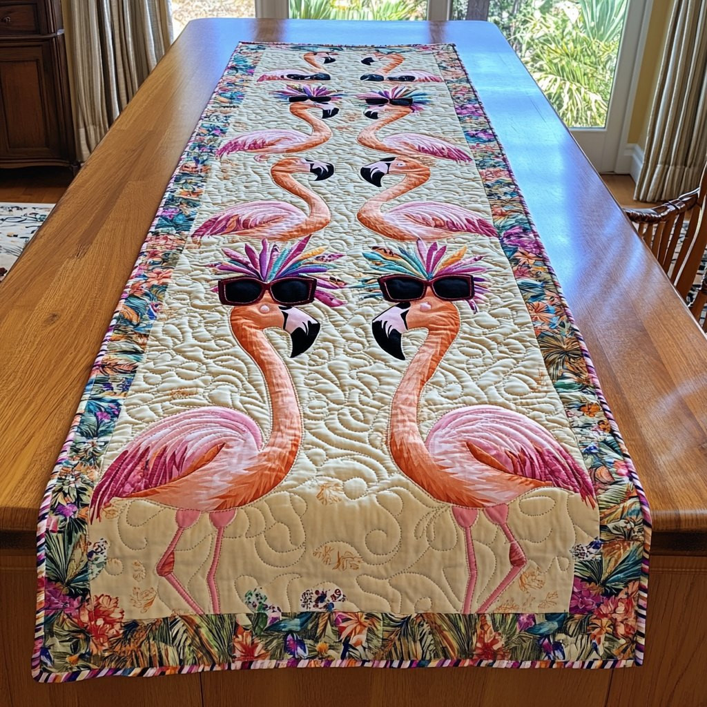 Flamingos Wearing Sunglasses Table Runner - Made to Order TABLE928