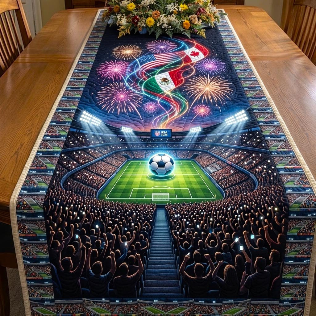 Floodlit Stadium with Fireworks Table Runner - Made to Order TABLE928
