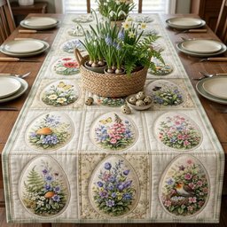 Floral Easter Egg Blocks Table Runner - Made to Order TABLE928