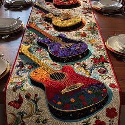 Floral Guitars Table Runner - Made to Order TABLE928