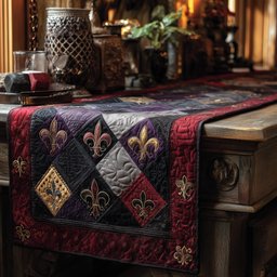 Fleur de Lis Diamonds in Red Table Runner - Made to Order TABLE928