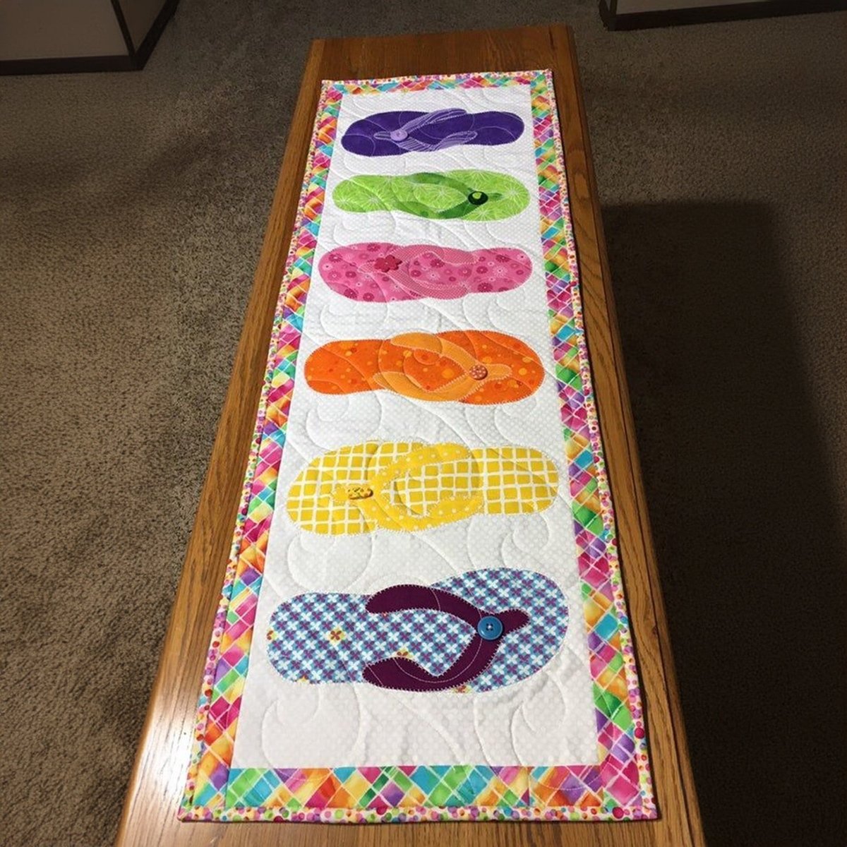 Flip Flops with Pink Border Table Runner - Made to Order TABLE928