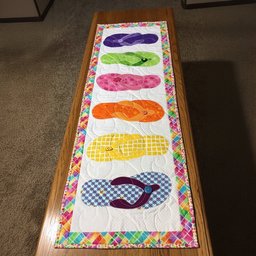 Flip Flops with Pink Border Table Runner - Made to Order TABLE928