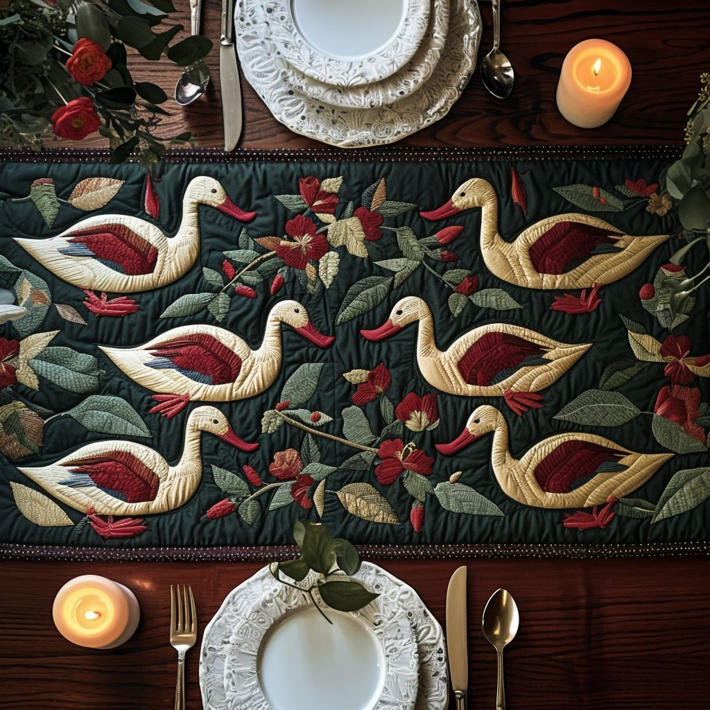 Floral Goose Table Runner - Made to Order TABLE928