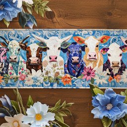 Floral Cows Table Runner - Made to Order TABLE928