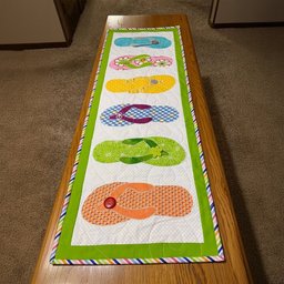 Flip Flops with Green Border Table Runner - Made to Order TABLE928
