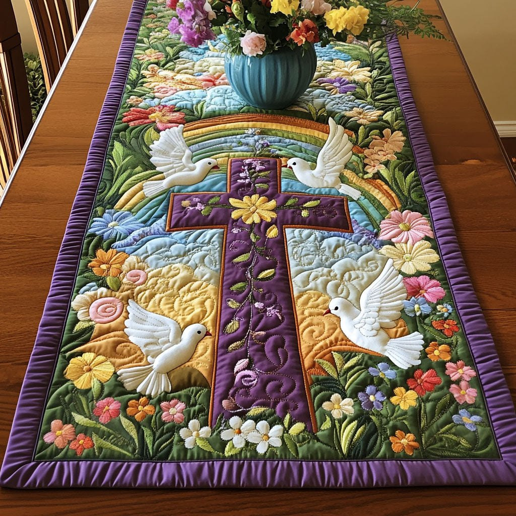 Floral Cross Rainbow Table Runner - Made to Order TABLE928