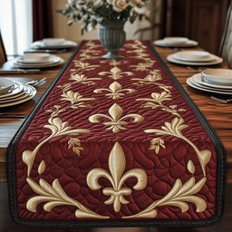 Fleur de Lis Damask on Wine Red Table Runner - Made to Order TABLE928