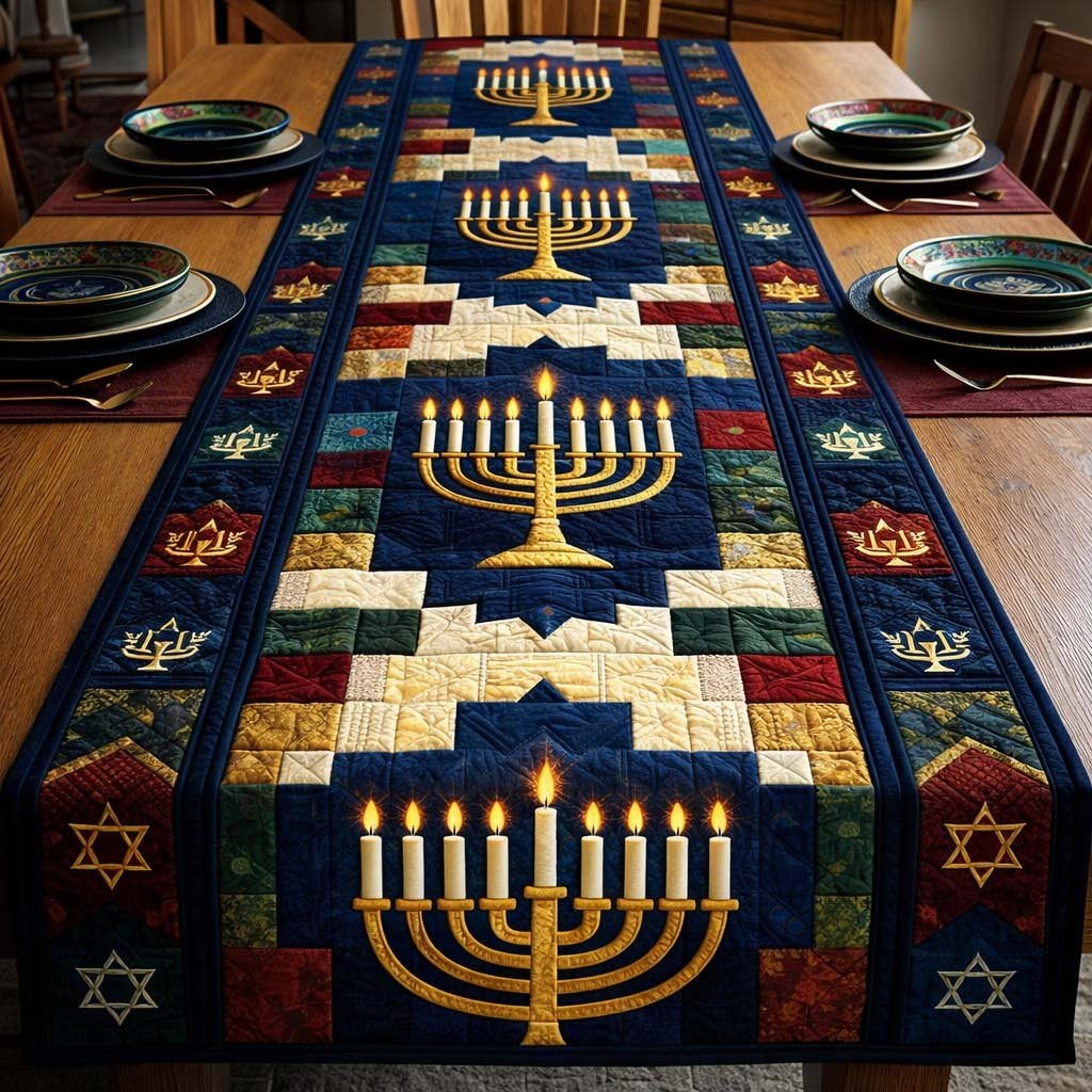 Festival Menorah Patch Table Runner - Made to Order TABLE928