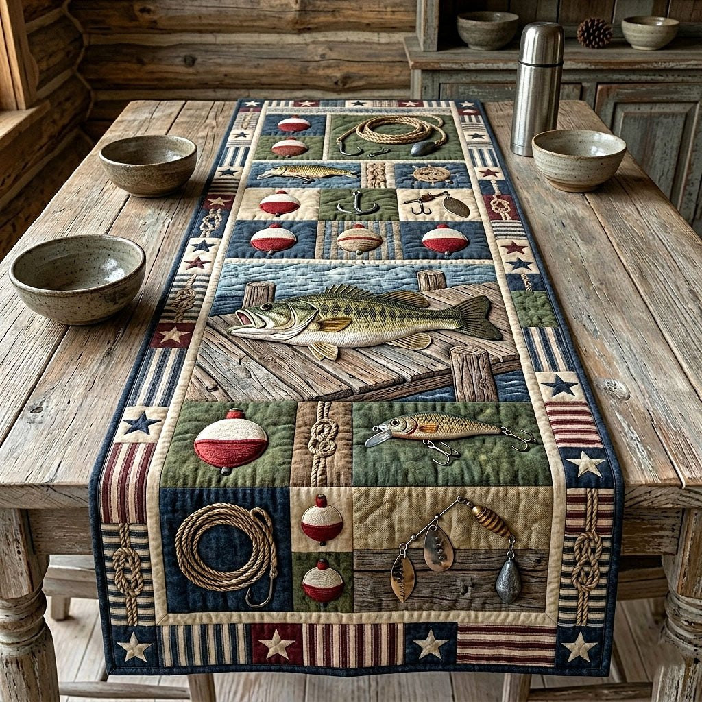 Fishing Bobbers and Reel Blocks Table Runner - Made to Order TABLE928