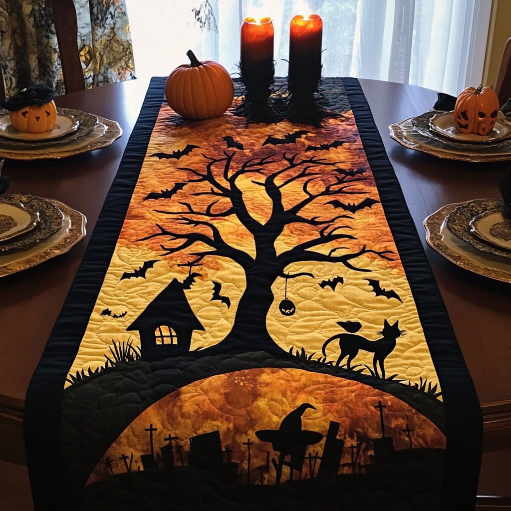 Feline Moon Rise Table Runner - Made to Order TABLE928
