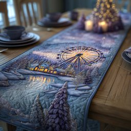 Ferris Wheel at Twilight in Lavender Table Runner - Made to Order TABLE928