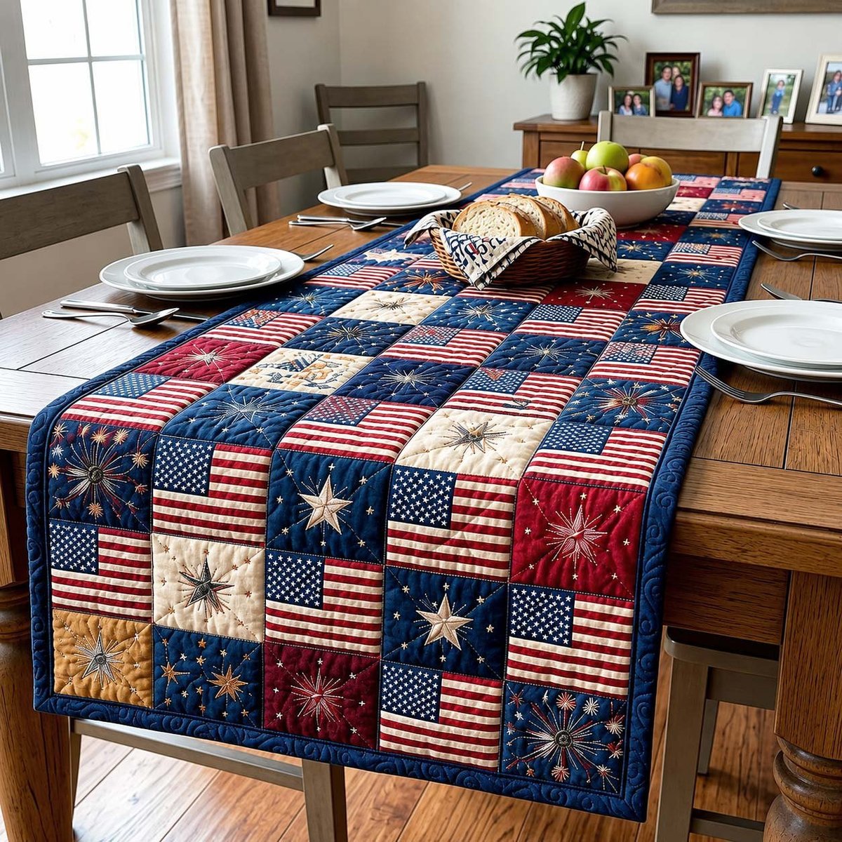Flag and Star Checkerboard Table Runner - Made to Order TABLE928