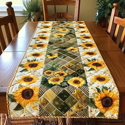 Enchanting Sunflowers Sunflowers on Green Plaid Table Runner - Made to Order TABLE928