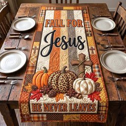 Fall for Jesus He Never Leaves Table Runner - Made to Order TABLE928