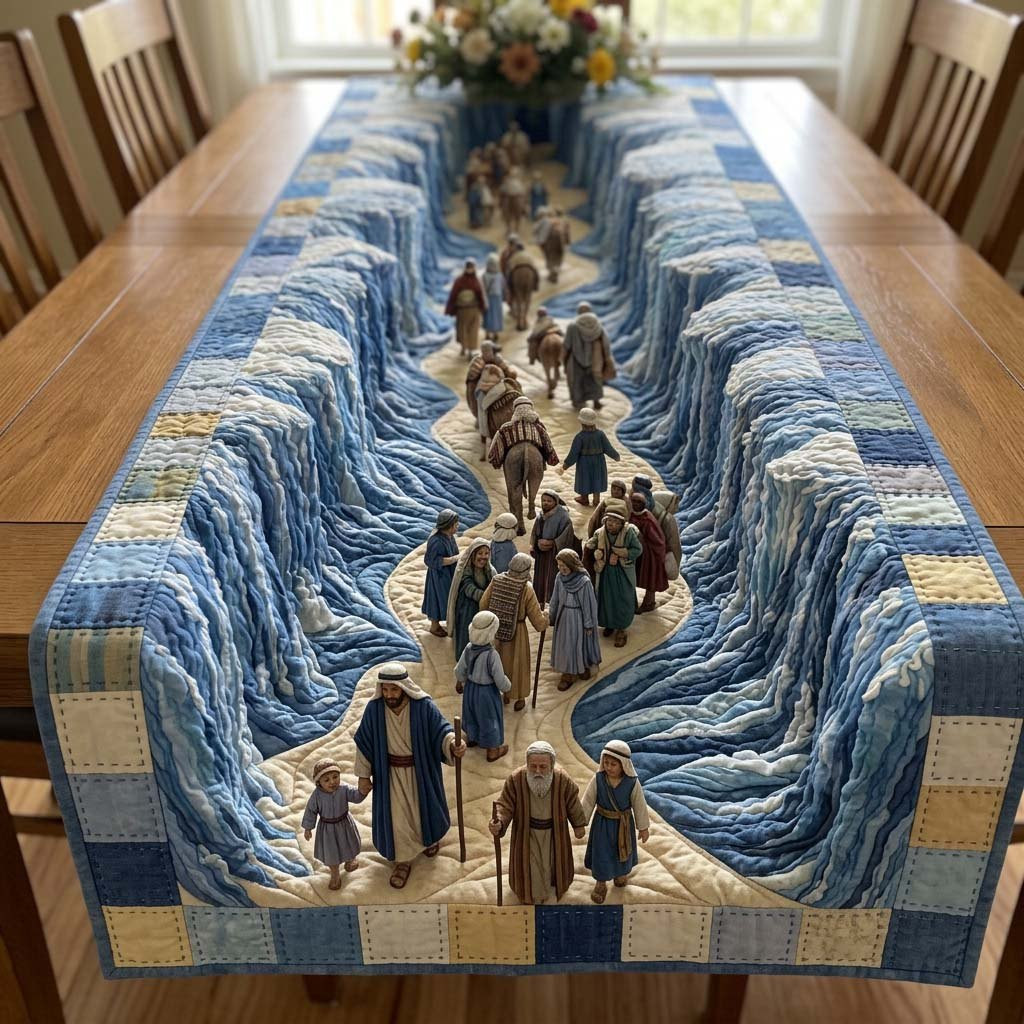 Family Walking Through Blue Walls Table Runner - Made to Order TABLE928