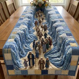 Family Walking Through Blue Walls Table Runner - Made to Order TABLE928