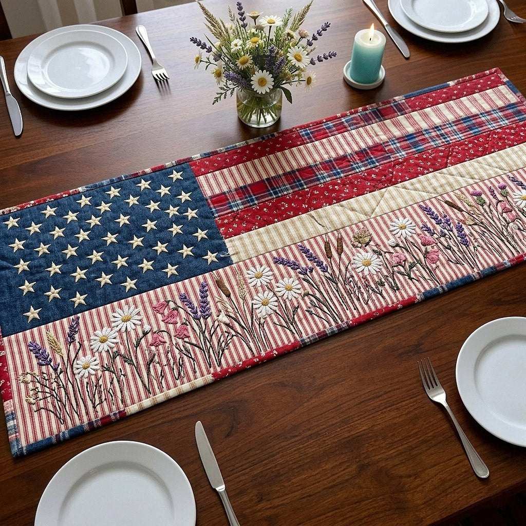 Faded Stars and Stripes Panel Table Runner - Made to Order TABLE928