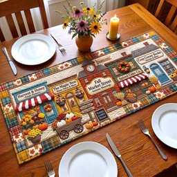 Fall Market Street Storefronts Table Runner - Made to Order TABLE928