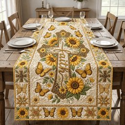 Faith Sunflower Table Runner - Made to Order TABLE928