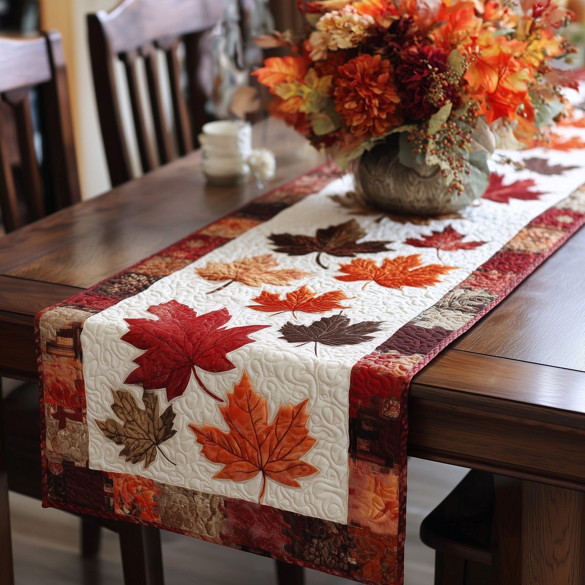 Fall Leaves with Rust Trim Table Runner - Made to Order TABLE928