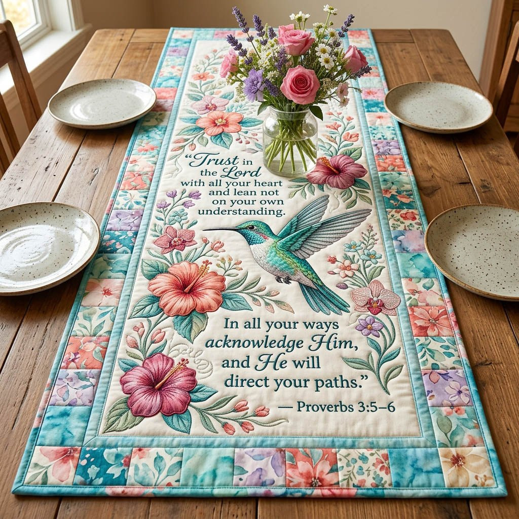 Faith Hummingbird Table Runner - Made to Order TABLE928
