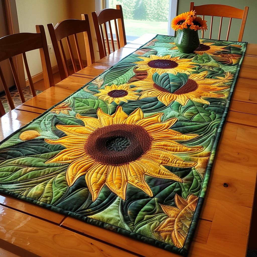 Emerald Sunflower Fields Table Runner - Made to Order TABLE928