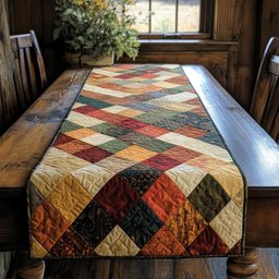 Earth Tone Patchwork Squares Table Runner - Made to Order TABLE928