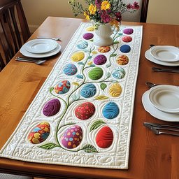 Eggs on Climbing Green Vines Table Runner - Made to Order TABLE928