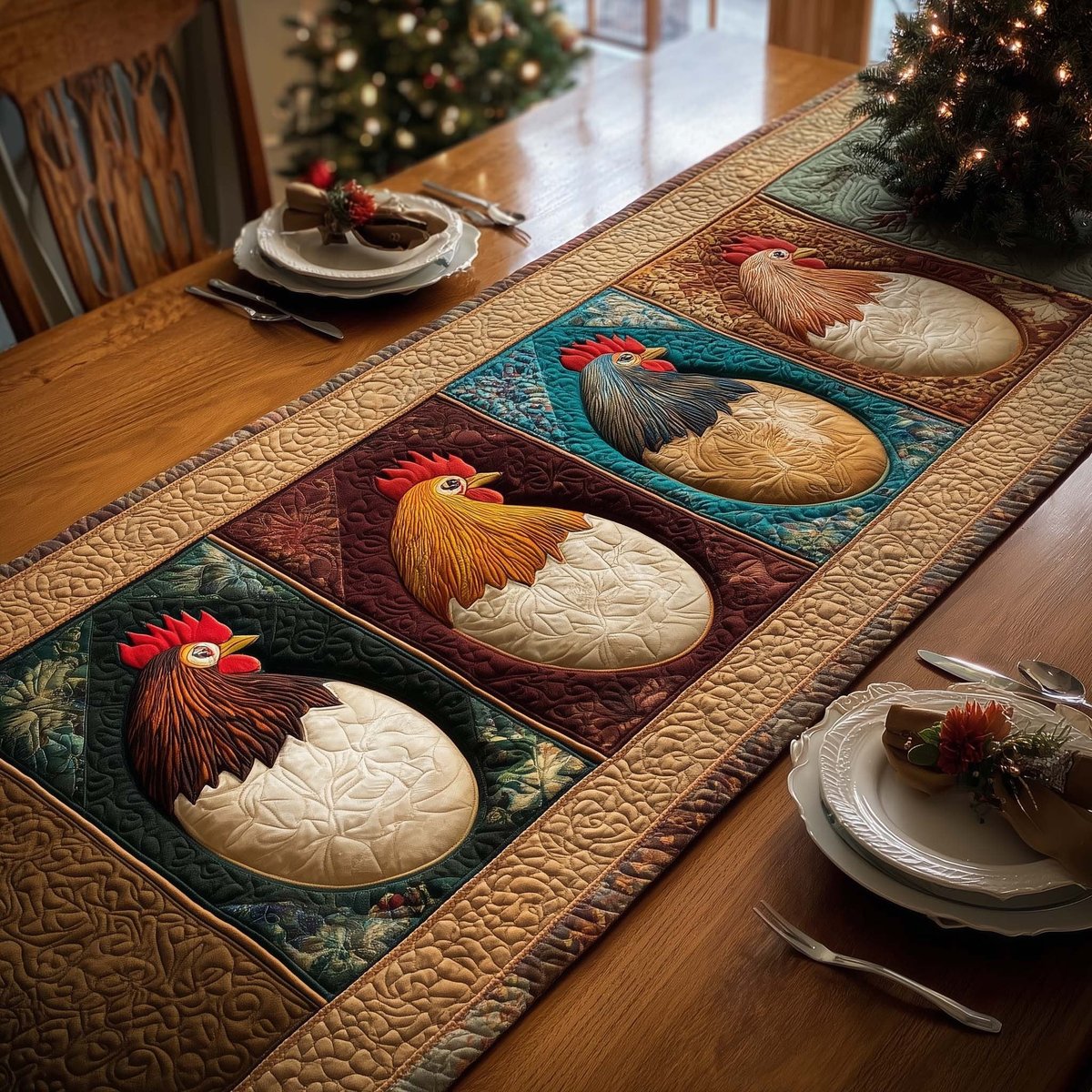 Egg Roosters Table Runner - Made to Order TABLE928