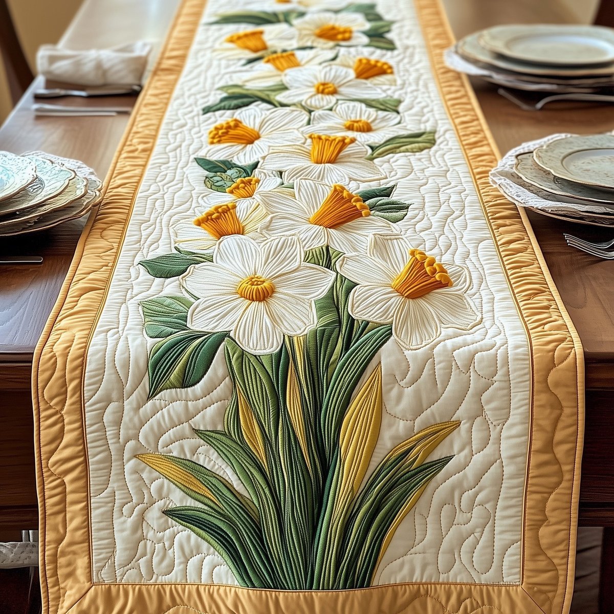 Elegant Daffodil Table Runner - Made to Order TABLE928