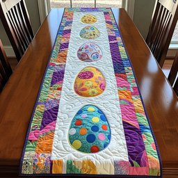 Easter Eggs on Colorful Stripes Table Runner - Made to Order TABLE928
