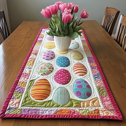 Easter Eggs on Green Grass Border Table Runner - Made to Order TABLE928